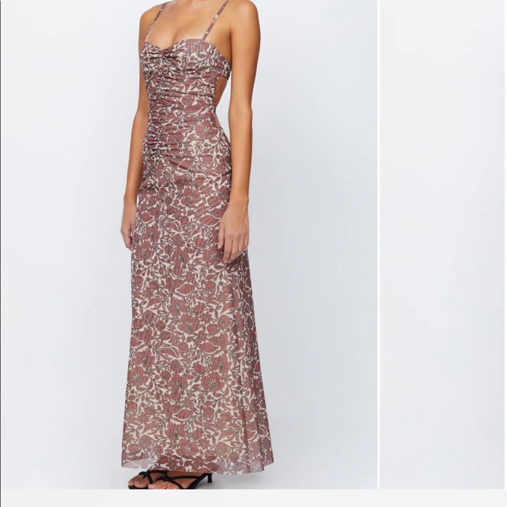 Bec and bridge Red & Beige Priya Midi Dress